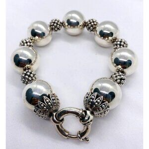 Lagos Caviar Extra Large Bead Bracelet 9" Long 19mm Beads Sterling Silver 925